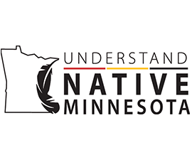 Understand Native Minnesota logo showing the name written on one side and an outline of Minnesota with a feather on the other side