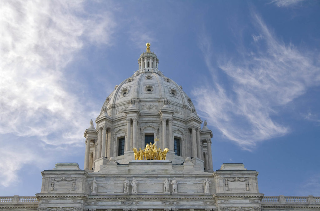 Dome of the Minnesota State Capitol on a sunny day