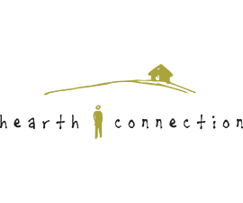 Hearth Connection logo showing the name written out and a hill with one house on it above the name