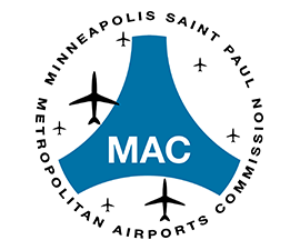 Metropolitan Airports Commission logo showing numerous airplanes all around the name