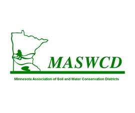 MASWCD logo showing an outline of Minnesota on one side and the acronym written on the other side
