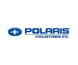Polaris logo showing Polaris Industries written out and a circle with the north star in it