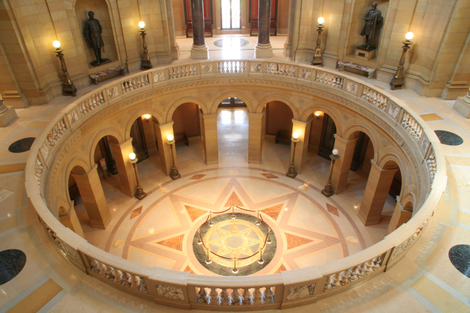 The Minnesota Capitol's round balcony in the rotunda