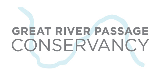 Great River Passage Conservancy logo with river outline in background