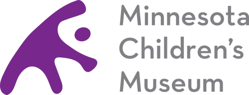Minnesota Children's Museum with purple ink splat resembling figure