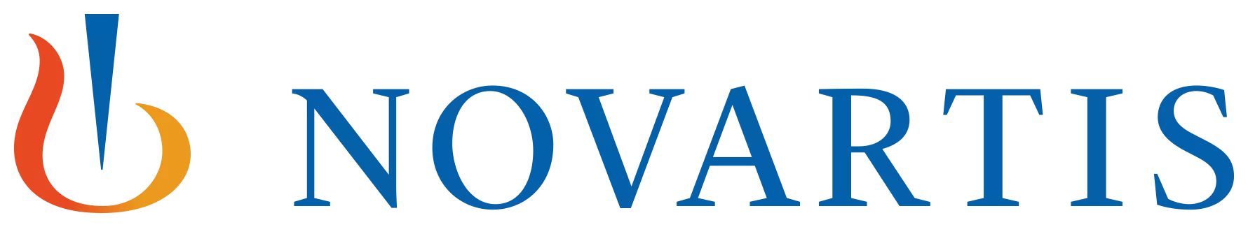 Novartis Logo with Blue line and red swirl