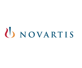 Novartis Logo with Blue line and red swirl