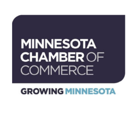 Minnesota Chamber of Commerce logo in navy blue with the tagline: Growing Minnesota