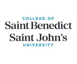 The words "College of Saint Benedict's" and "Saint John's University" in black and blue