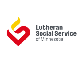 Lutheran Social Service of Minnesota logo featuring a red and yellow heart design
