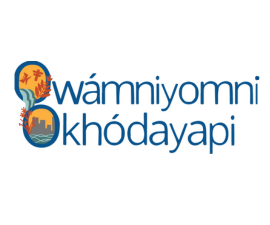 Owanmiyomni Okhodayapi logo featuring nature designs in the circles of the two Os