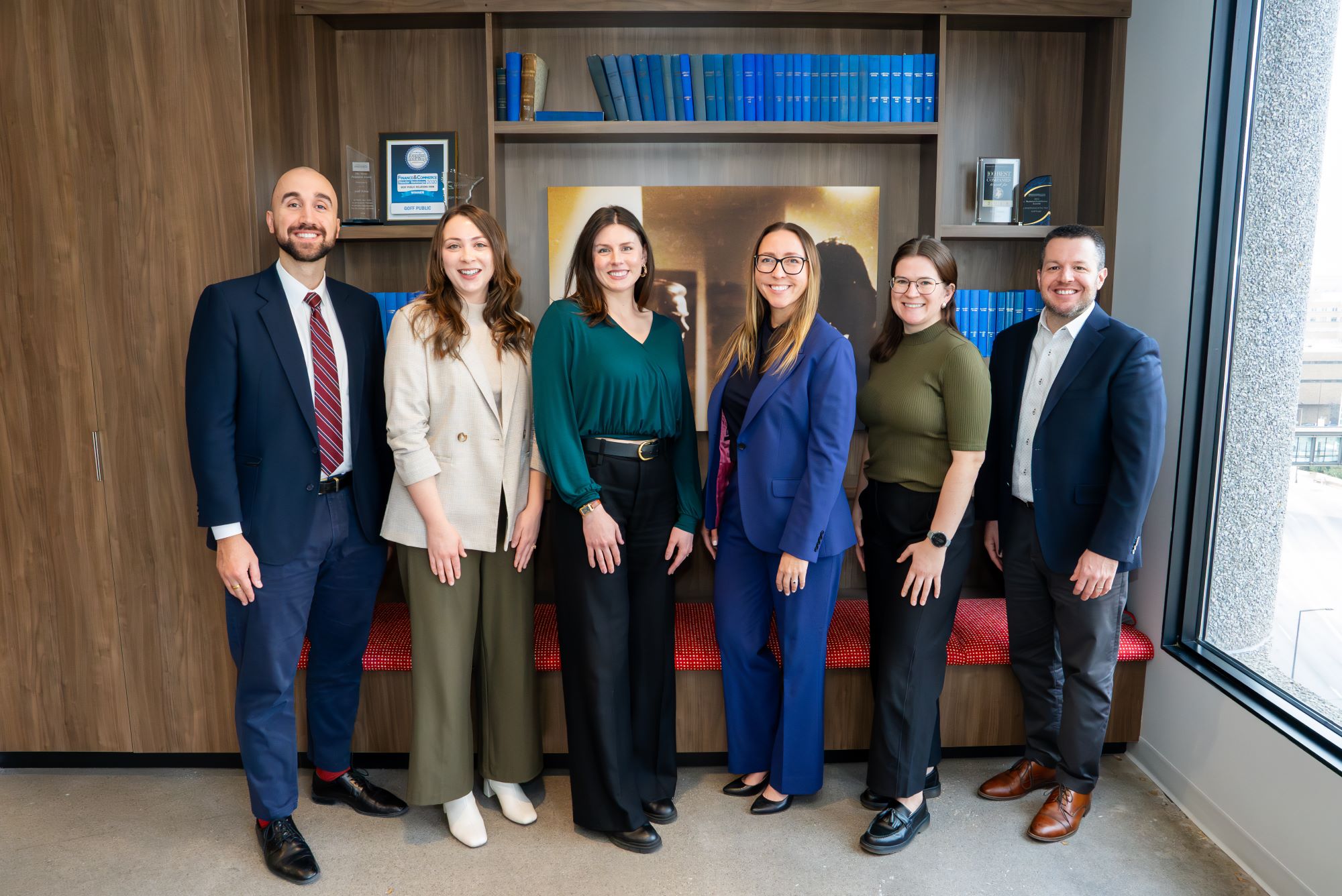 The Goff Public public affairs team poses for a photo in the office