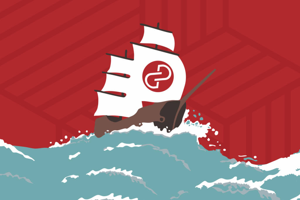 Goff Public logo on a ship in the water